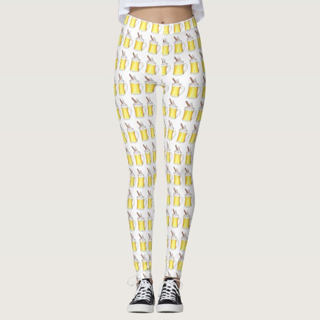 Holiday Egg Nog Eggnog Weihnachtsgetränke Cocktail Leggings (Vorderseite)
