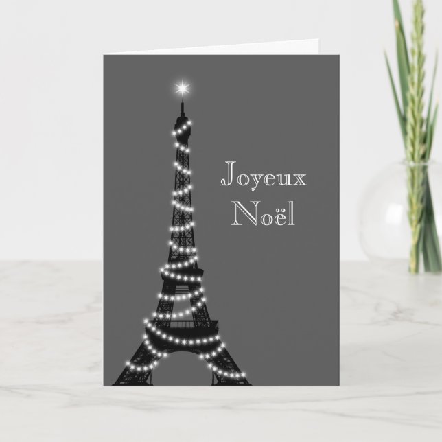 Holiday Eiffel Tower Card grau Feiertagskarte (Vorderseite)