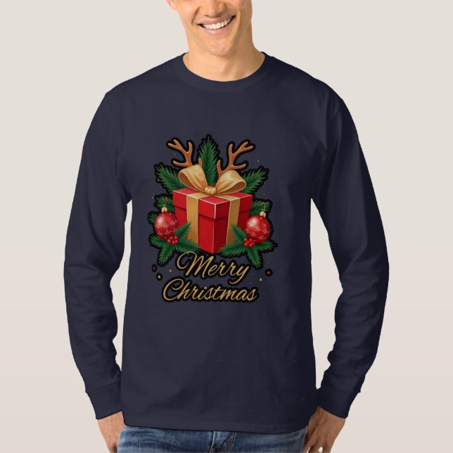 "Holiday Elegance: Geschenke, Bäume & Rentier Deli T-Shirt (Vorderseite)