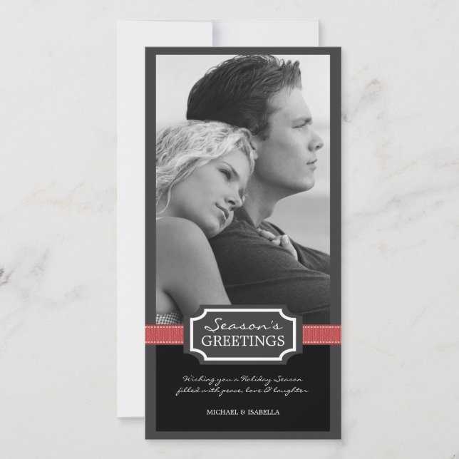 Holiday Elegance Hochsaison Rote Band Feiertagskarte (Vorderseite)