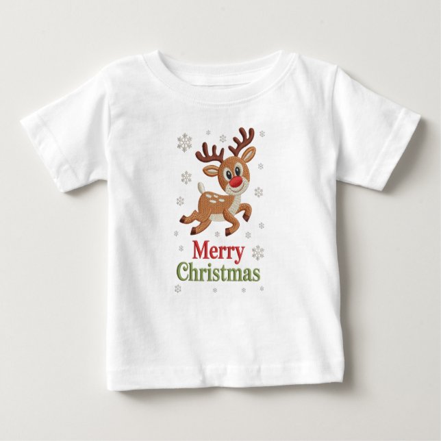 Holiday Elegant Soft Merry Christmas Party Baby T-shirt (Vorderseite)