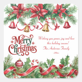 Holiday Elegant Soft Merry Christmas Party Quadratischer Aufkleber