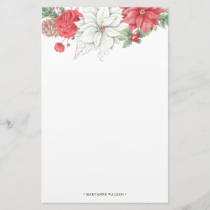 Holiday Elegante Foliage Monogram Stationery Briefpapier