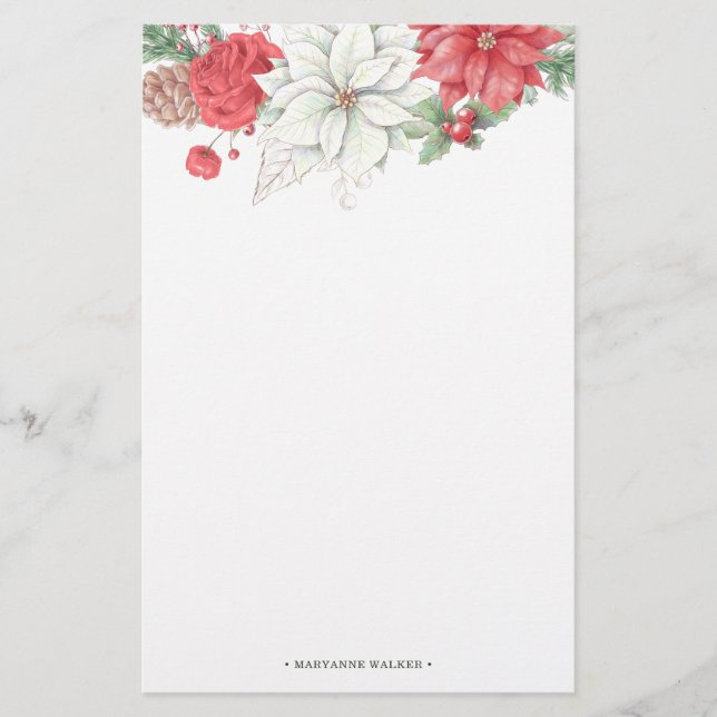 Holiday Elegante Foliage Monogram Stationery Briefpapier (Vorderseite)