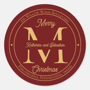 Holiday Elegante Monogram Rücksendeadresse Siegel Runder Aufkleber