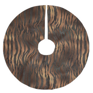 Holiday Elegante Tiger Print Bronze Siena Polyester Weihnachtsbaumdecke
