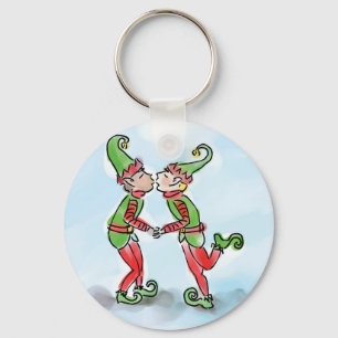 Holiday Elves Kissing Schlüsselanhänger