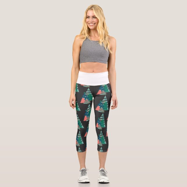 Holiday Evergreens Design Capri Leggings (Vorderseite)