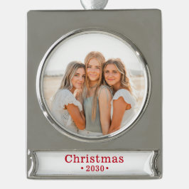 Holiday Family Foto Silberplattierte Bannerdekorat Banner-Ornament Silber