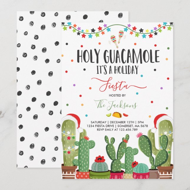 Holiday Fiesta Party Invite Holy Guacamole Party Einladung (Vorne/Hinten)