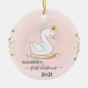 Holiday First Christmas Baby Swan Keramik Ornament