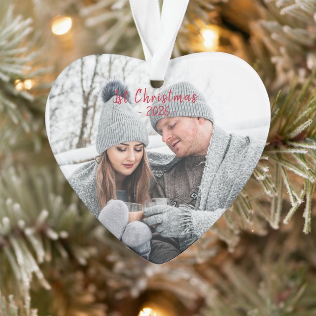Holiday First Christmas Foto Saisonskript Ornament (Baum)