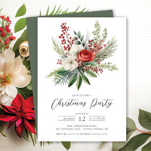 Holiday Floral Christmas Party Einladung