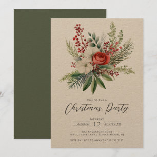 Holiday Floral Christmas Party Einladung