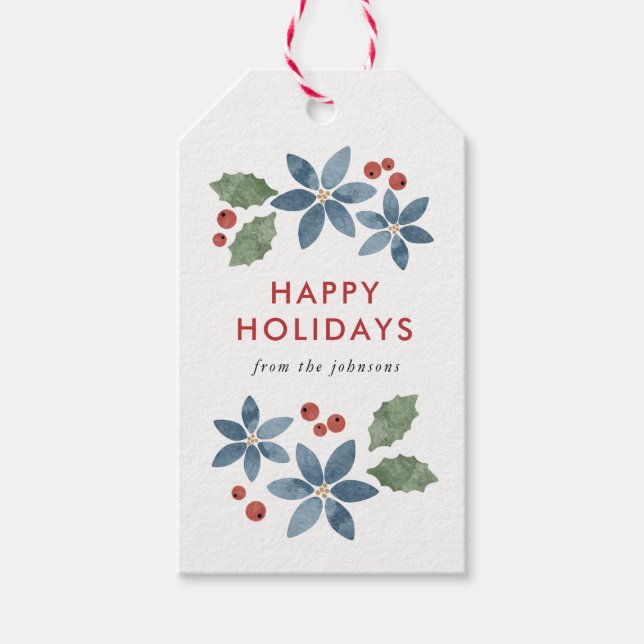 Holiday Floral Gift Tags Geschenkanhänger (Vorderseite)