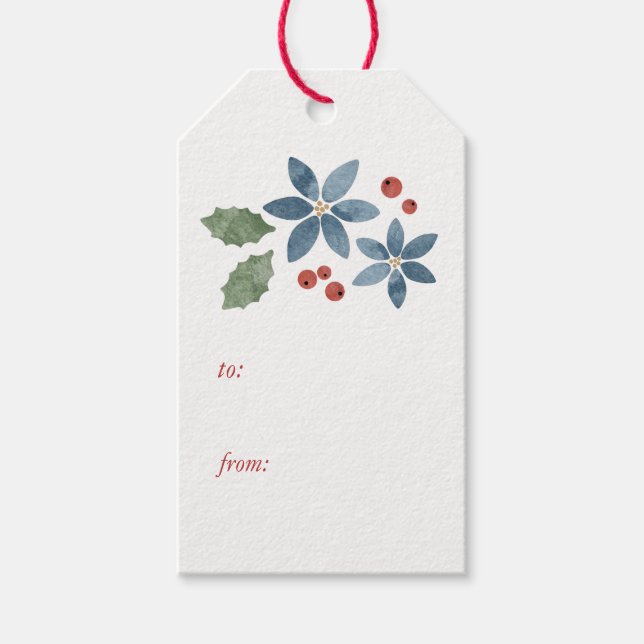 Holiday Floral Gift Tags Geschenkanhänger (Vorderseite)