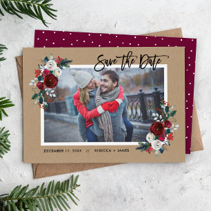 Holiday Floral Save the Date Foto Card