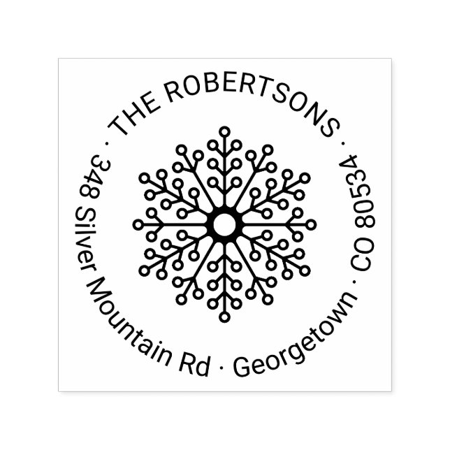 Holiday Floral Snowflake Runde Rücksendeadresse Permastempel (Design)