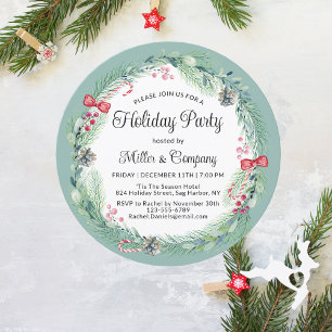 Holiday Floral Wreath Corporate Weihnachtsfest Par Einladung