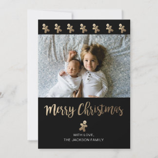 Holiday Foto Card Wird Black & Gold - Gingerbread Feiertagskarte