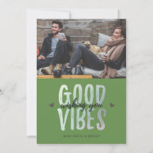 Holiday Foto Card Wird GOOD VIBES - Green
