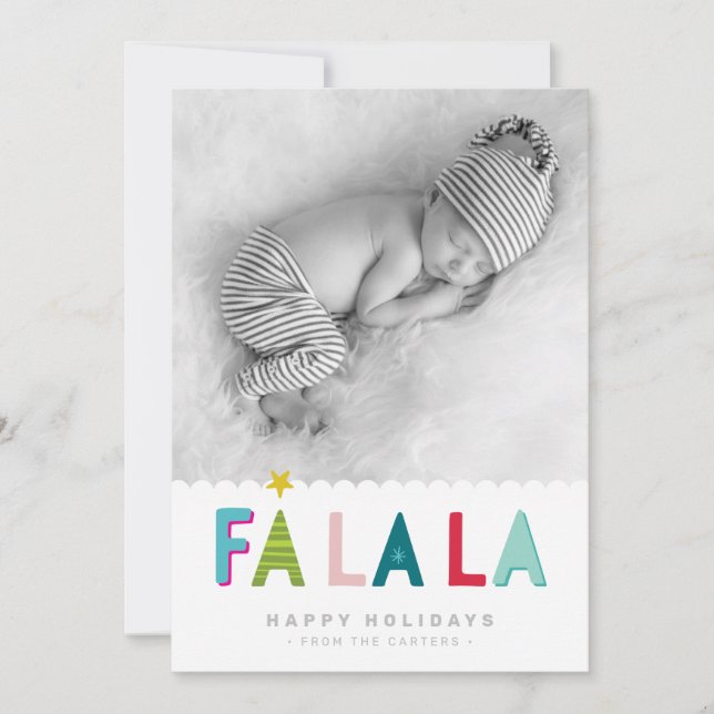 HOLIDAY FOTO fa la la fett helle bunt Zitat Ankündigung (Vorderseite)