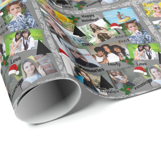 Holiday Foto Gift Wrap in Gray HAMbWG Geschenkpapier (Rolleneckpunkt)