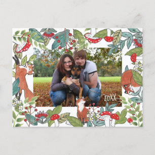 Holiday Foto Postcard Fox Holzdesign Feiertagspostkarte