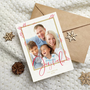 HOLIDAY FOTO stilvoll botanisches Rotes Gold fröhl Feiertagskarte