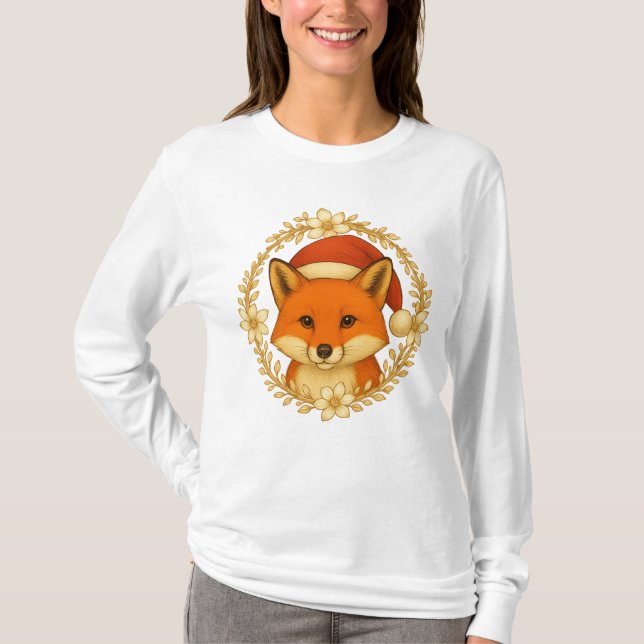 Holiday Fox Bloom | Elegant Winter Nature Tee for  (Vorderseite)