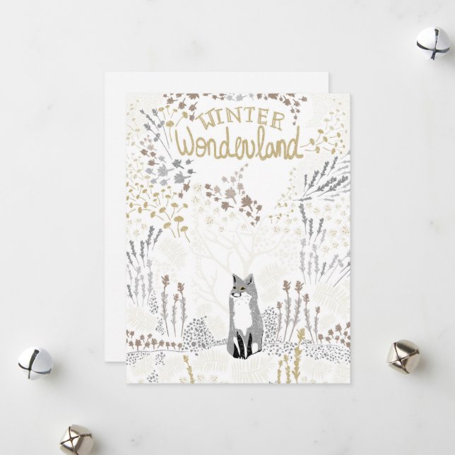 Holiday Fox Winter Wonderland Feiertagskarte (Vorderseite/Rückseite Beispiel)