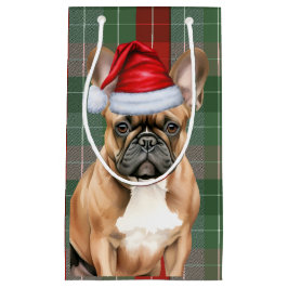 Holiday French Bulldog and Festive Plaid Christmas Kleine Geschenktüte