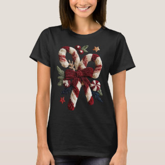 Holiday Fun - Candy Canes Faux Yarn T-Shirt
