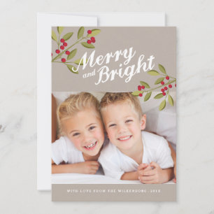 Holiday Garland Merry & Bright Foto Gruß Feiertagskarte