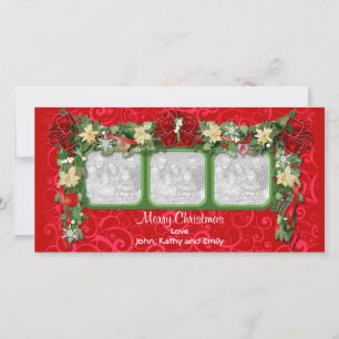 Holiday Garland Triple Foto Card Feiertagskarte