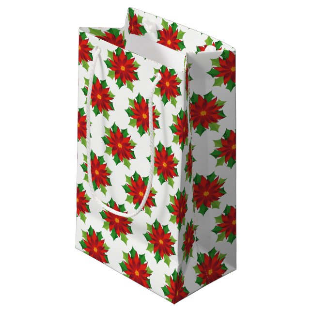 Holiday Gift Bag-Poinsettias Kleine Geschenktüte (Vorderseite Schrägansicht)