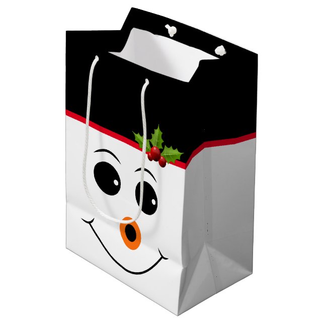 Holiday Gift Bag Snowman Mittlere Geschenktüte (Vorderseite Schrägansicht)