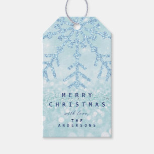 Holiday Gift Blue Snow Flakes Tiffany Ice Glitzer Geschenkanhänger