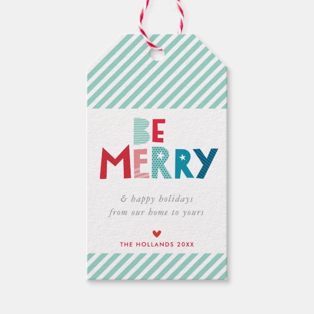 HOLIDAY GIFT niedliche, farbenfrohe Weihnachtsgesc Geschenkanhänger (Vorderseite)