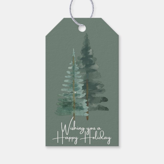 Holiday Gift Tag | Green Wrapping Tag Set Geschenkanhänger (Vorderseite)