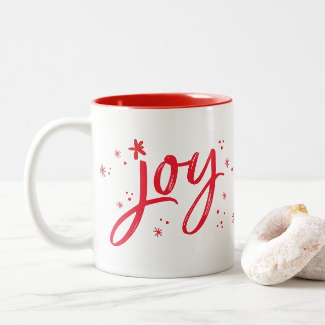 HOLIDAY GIFT trendy Hand gezeichnet festliche Freu Zweifarbige Tasse (Mit Donut)