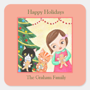 Holiday Gift Wrap Christmas Mailing Individuelle N Quadratischer Aufkleber