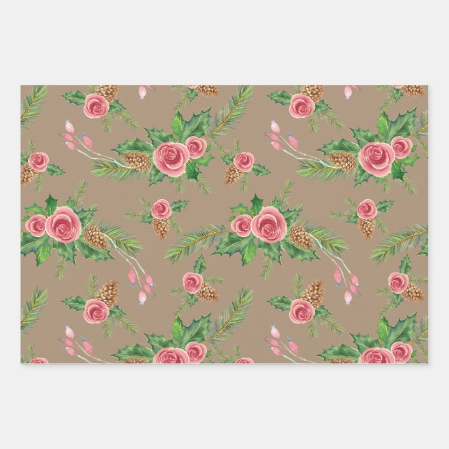 Holiday Gift Wrap Floral Bundle Geschenkpapier Set (Vorderseite)