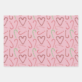 Holiday Gift Wrap mit Candy Canes und Ribbons Geschenkpapier Set