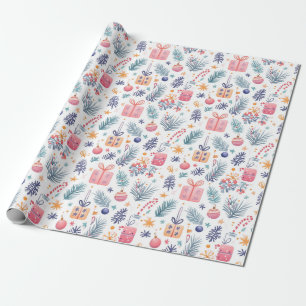 "Holiday Gifts & Grüntöne Pattern" Geschenkpapier