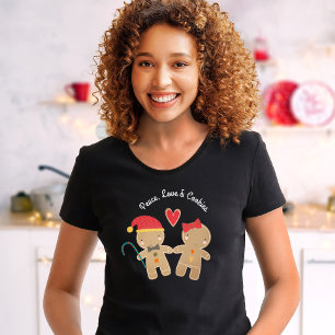 Holiday Gingerbread Boy Girl Peace Liebe Cookies T-Shirt