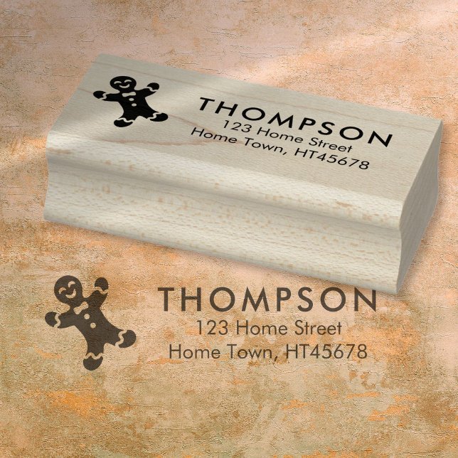 Holiday Gingerbread Man Rücksendeadresse Gummistempel (Christmas Holiday Gingerbread Man Return Address Rubber Stamp)