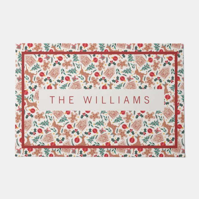 Holiday Gingerbread, Rentier & Christmas Tree Fußmatte (Vorderseite)