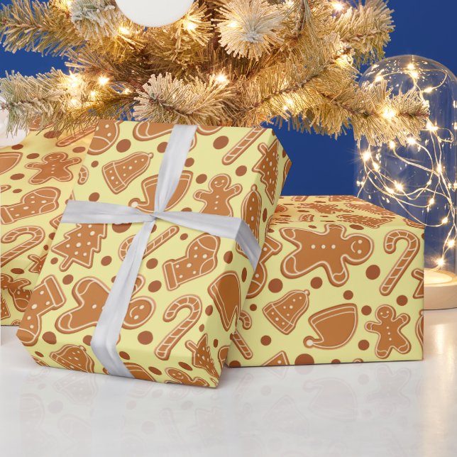 Holiday Gingerbrot Keks leicht gelb Nahtlos Geschenkpapier (Feiertage)
