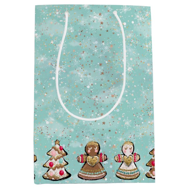 Holiday Gingerbrot Weihnachtsbag Mittlere Geschenktüte (Vorderseite)